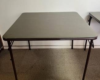 MPS051- Metal Frame Folding Table With Faux Leather Table Top