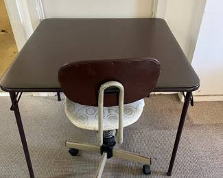 MPS060- Metal Frame Table With Faux Leather Top & Office Chair