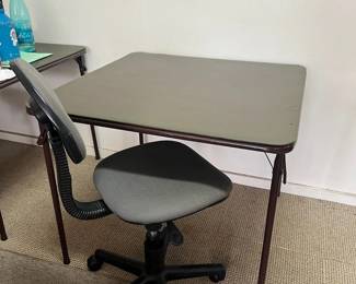 MPS059- Metal Frame Table With Faux Leather Table Top & Swivel Office Chair