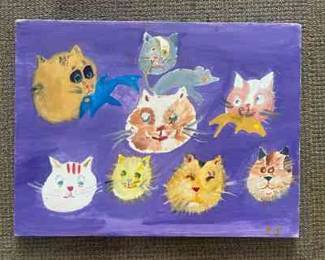 MPS020- Original Painting Titled Feline Friends 