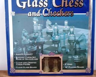 MPS149- Glass Chess & Checkers Board Game 