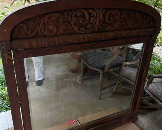 Antique Carved Wood Mirror