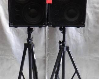 LOT OF 2 PA SPEAKERS (24X17X16)WITH STANDS