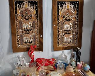 Elephant Wall Hangings, Glassware, Decor