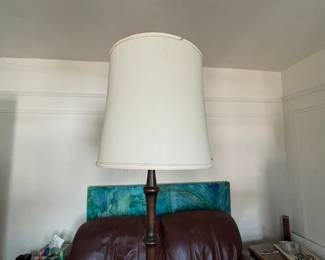 tall wood lamp with extra large shade