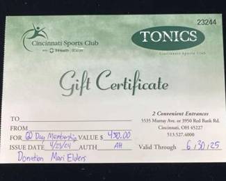  03 Cincinnati Sports Club 60 Day Membership Valued At $450