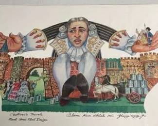 Lithograph Of Mardi Gras Float Design Signed By Zhang Xiang