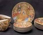 Vintage Raised Satsuma Japanese Mirage Plates And Cups