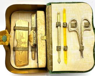Antique Women's Art Deco Toiletry Manicure Kit In Velvet Case
Lot #: 66