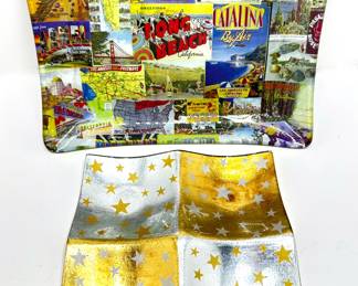2 Glass Trays Purchased At Artisan Fair: California Postcards & Metallic Stars
Lot #: 51