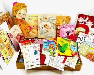Dozens Of Vintage Cards, Including Religious, Some Written In, Some Unused & 1963 Children's Bible
Lot #: 48