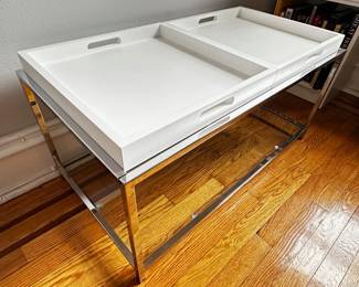 Glass & Chrome 2-Tier Coffee Table With 2 Removable Trays
Lot #: 49