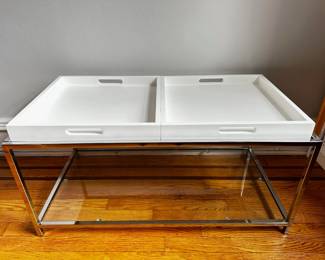 Glass & Chrome 2-Tier Coffee Table With 2 Removable Trays
Lot #: 49