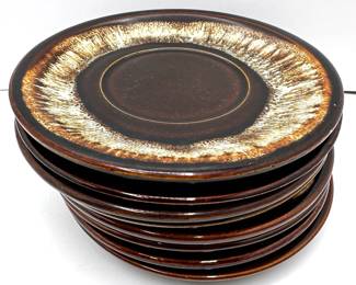 Vintage Brown Drip Glazed Pottery Dinner & Salad Plates (service For 8)
Lot #: 9
