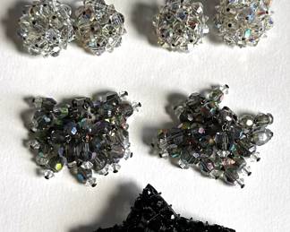 Vintage Crystal Jewelry: Brooch Pins & Clip-On Earrings, Some By Laguna
Lot #: 119