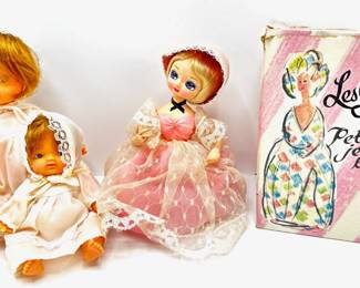 Vintage 1970s Les Girls Petit Jewelry Box Doll & 2 Vintage Baby Dolls
Lot #: 116