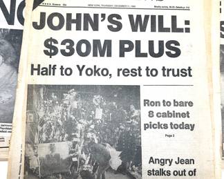 1968 Magazine About John Lennon & 1980 Newspaper Clippings About His Death
Lot #: 38