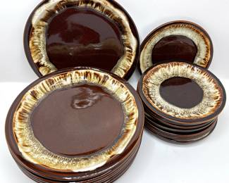 Vintage Brown Drip Glazed Pottery Dinner & Salad Plates (service For 8)
Lot #: 9