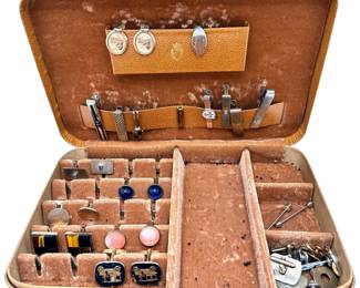 Vintage Cufflink Storage Box With 6 Pairs Cufflinks & 11 Tie Clips
Lot #: 74