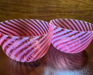 Art glass swirled bowls