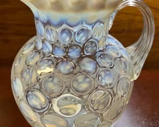 Fenton ruffled edge opalescent coin pitcher