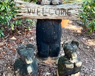 Carved wood bears