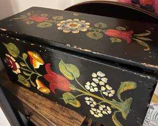 Painted folk art wood box