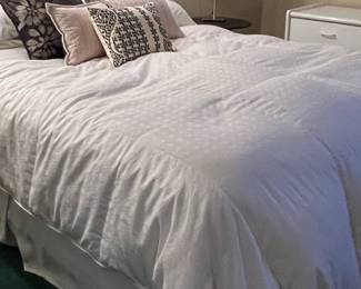 Queen Bed and bedding