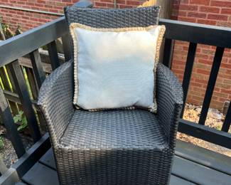 One of a a pair of outdoor patio chairs