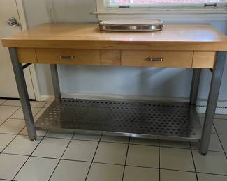 Kitchen butcher block table