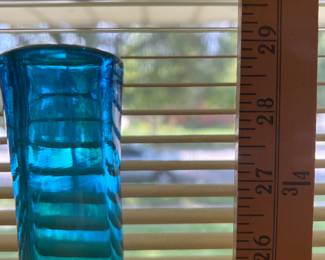 29” Teal hand blown vase stunning