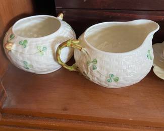 Belleek China Cream & Sugar