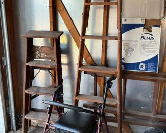 Vintage wooden folding ladders