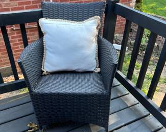One of a pair of outdoor patio chairs