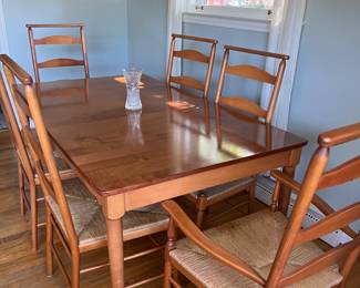 Dining table with six chairs early American Maple style