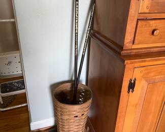 Walking Poles Exerstriders by Tom Rutlin and umbrella stand by Longaberger