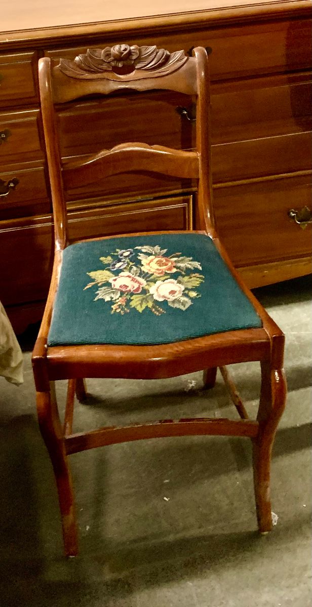 Antique Needlepoint Side Chair
