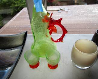 Antique decanter with glasses, glassybaby