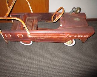 Super cool "rusty" fire engine peddle car