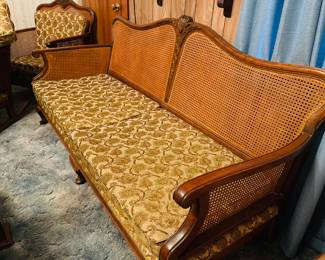 View of Cane Sofa without Cushion so you can see it is in pristine condition!