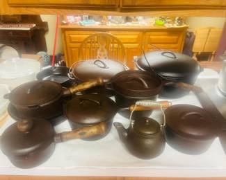 Large Collection of Vintage Cast Iron Pots - Several Pieces Not Pictured