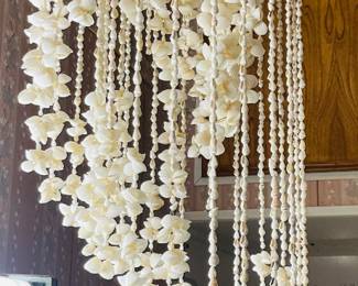 1970's Boho White Bubble & Curry Seashell Chandelier