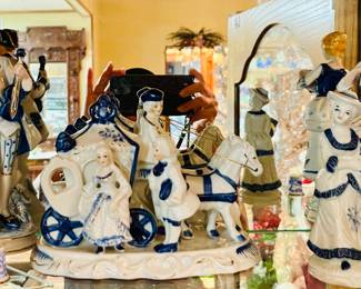 Collection of Vintage Blue & White  Porcelain Figurines 
