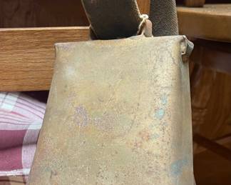 Large Vintage Cow Bell on Original Leather Strap