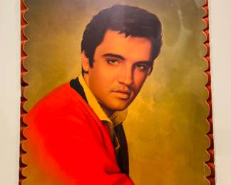 Large Painting  of Elvis on Carved Wood