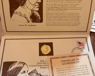 July 2, 1979 First Day of Issue 
    United States Susan B. Anthony
    Dollar Coins with Certificates of Authenticity 