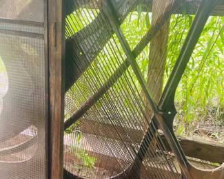Vintage Screen Door and Guts of a Piano