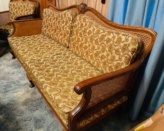 Beautiful Vintage Cane Back Couch in Pristine Condition