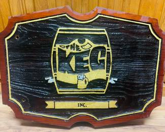Original "The Keg" Bar Sign
    Hand Carved  2.5" Thick