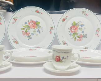 Vintage Set of Provincial Arcopal French Milkglass Dinnerware